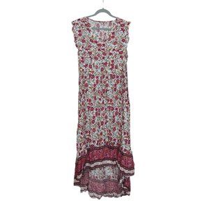 Women's NEW Shein floral print boho style high low v-neck dress, multi, size XL